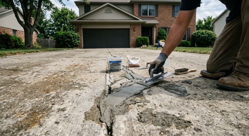 Concrete Driveway Crack Repair in West Des Moines, IA