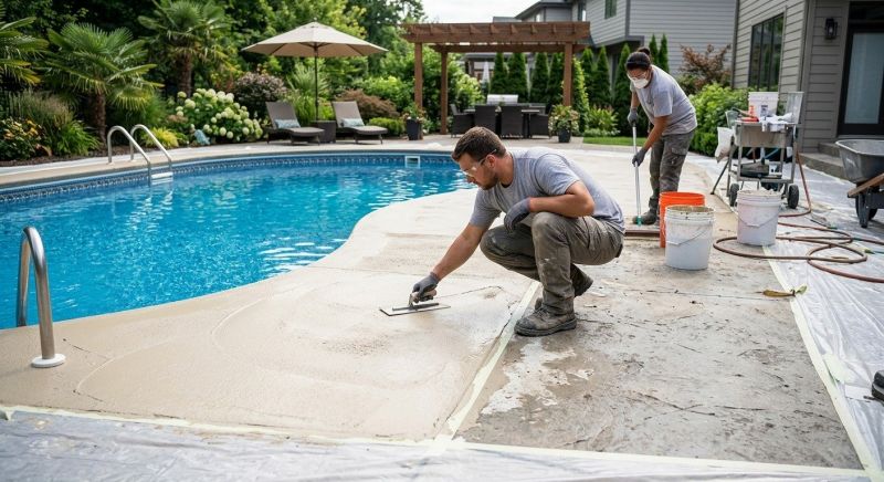 Concrete Pool Deck Resurfacing in West Des Moines, IA